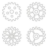 engranajes, ruedas dentadas o conjunto de iconos de línea de piñón vector