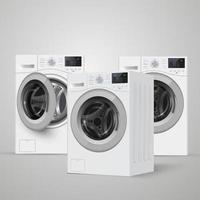 realisic vector washers on grey background. Perspective view.