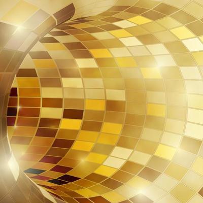 Bright shiny golden poligonal mosaic tunnel for festive holiday