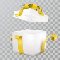 Open gift box and with  yellow  bow and ribbon vector