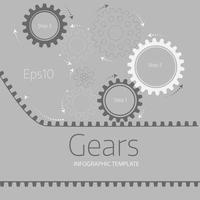 Vector infographic template with gears  on grey background