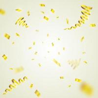 ilustración vectorial de serpentinas doradas y confeti. explosión de confeti vector
