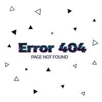 Error 404 messsage glitch lettering on white background. vector