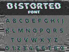 fuente de falla vectorial distorsionada. tipografía de letras de estilo moderno. vector