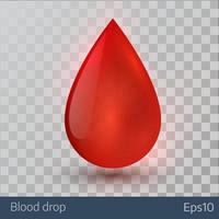 Single blood drop isolated on white background. vector