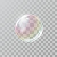 burbuja de jabón realista con reflejo de arco iris vector