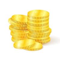 concepto de éxito en los negocios con una pila de monedas de oro vector