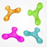 Set of fidget spinners of different colors Most popular toys for vector