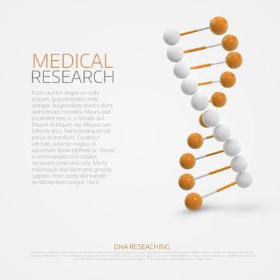 Abstract  colorful  medical background with  3d Dna molecule. Po