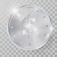 Realistic 3d  silver coin vector illustration.