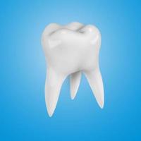 diente blanco 3d realista sobre un fondo azul. vector