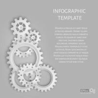 Vector illustration of realistic 3d gears on grey background.