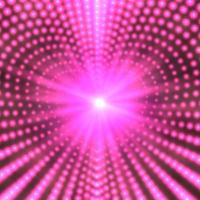 Vector infinite heart-shaped tunnel of shining flares on pink  background.