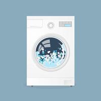 Modern washing machine isolated on grey background vector