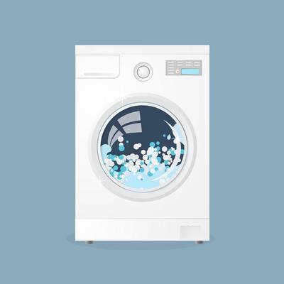 Modern washing machine isolated on grey background
