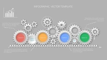 concepto de línea de tiempo con elementos de engranajes. 4 opciones vector