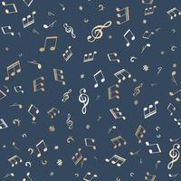 Gold musical notes seamless pattern. vector