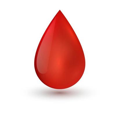 Single blood drop isolated on white background.