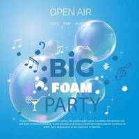 Beach foam party poster or flyer design template. vector