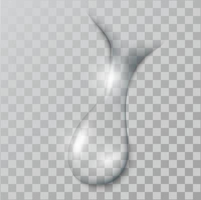 A realistic   water  drop, with  shadows, reflections and flares