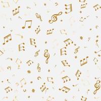 Abstract golden music notes seamless pattern vector