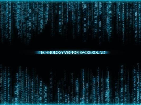 Falling blue numbers with bright flashes. Abstract technology Ba
