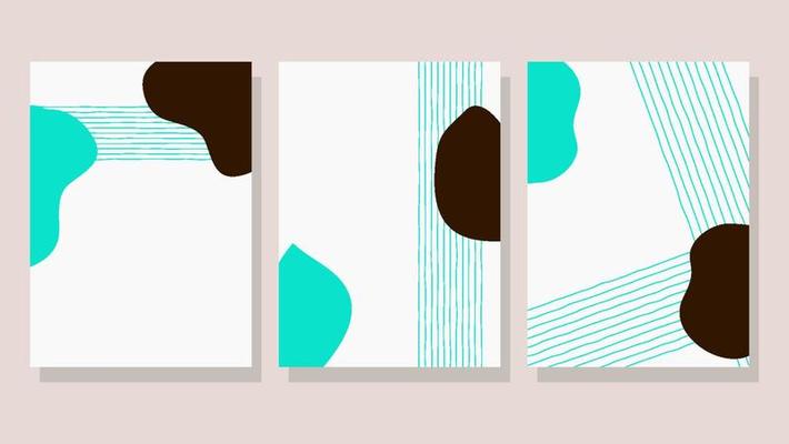 Covers templates set with bauhaus, memphis and hipster style graphic geometric elements. Applicable for placards, brochures, posters, covers and banners.