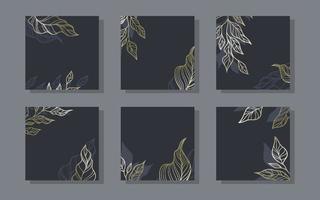 Set social media Main Feed and post creative Vector set. Background template with copy space for text and images design by abstract colored shapes, line arts , Tropical leaves warm color of the earth