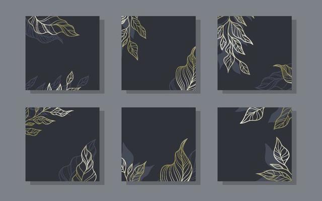 Set social media Main Feed and post creative Vector set. Background template with copy space for text and images design by abstract colored shapes, line arts , Tropical leaves warm color of the earth