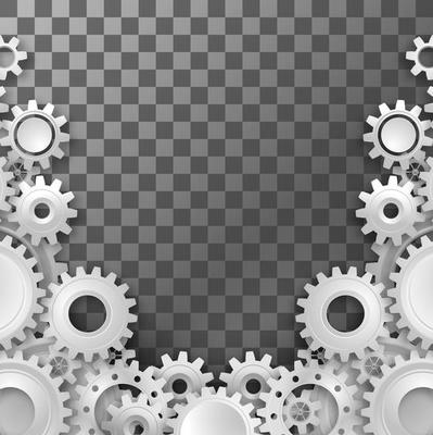 White gears on the transparent  background