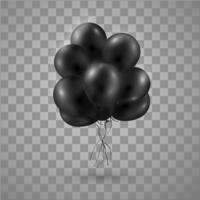 Dark Shiny Balloons Bunch Isolated on White Background