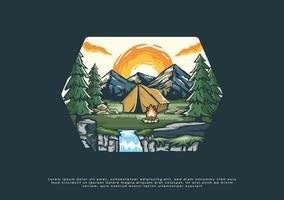 ilustración camping al aire libre para vector imprimible