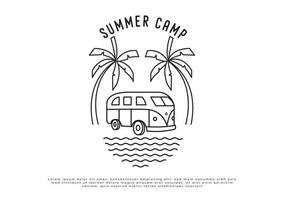 summer van camp hippie simple logo vector