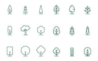 conjunto de icono de línea de vector de árbol. signo de vector de símbolo de árbol