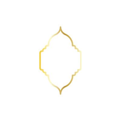 arabic window on gold. Mosque frame vector illustration