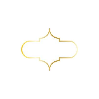 arabic window on gold. Mosque frame vector illustration