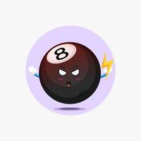 Cute billiard ball character is angry vector