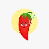 Cute chilli character confused vector