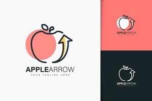 estilo lineal de diseño de logotipo de flecha de manzana