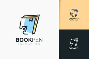 estilo lineal de diseño de logotipo de pluma de libro vector