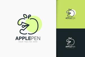 Apple pen logo design linear style vector