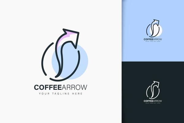 Coffee arrow logo design linear style