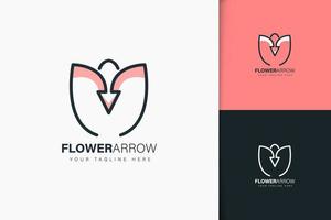diseño de logotipo de flecha de flor estilo lineal vector
