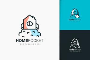 Home rocket logo design linear style vector