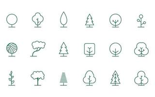 set of Tree Vector Line Icon. Tree symbol vector sign