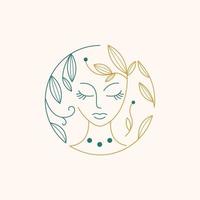 vector de icono de logotipo de cara de mujer. ilustración de vector de diseño de logotipo de cara de mujer, silueta de niña para cosméticos, belleza, salón, salud y spa, temas de moda.