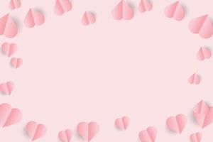 nube vectorial de amor y día de san valentín con escena de globo de corazón. amor de regalo mínimo y escena de nubes. estilo mínimo de san valentín. vector de fondo rosa con área de espacio de copia
