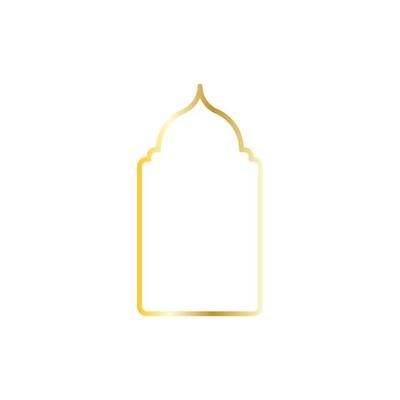 arabic window on gold. Mosque frame vector illustration