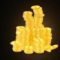 Many stacks of gold coins. vector