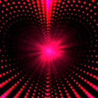 vector infinite heart-shaped tunnel of shining flares on  red background